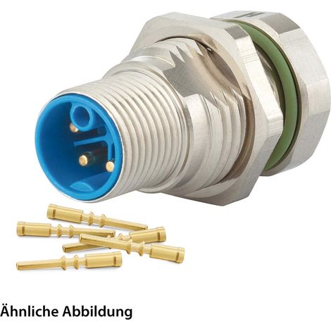 HUMMEL SET inkl. Kontakte M12 Power Gerätesteckverbinder, Crimpeinsatz gerade K-kodiert Polzahl 4+PE, Stift / PE-Buchse Hinterwand - 1 Stück