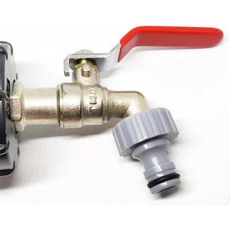 Adaptateur Réservoir IBC S60x6 1/2" avec Robinet Laiton, Raccord Sortie Tuyau Jardin pour Récupérateur Eau de Pluie 7x15cm (1/3)