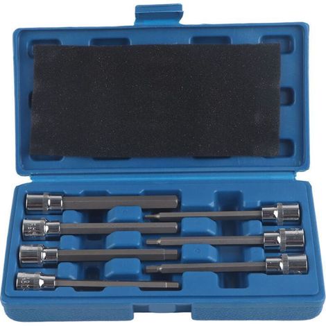 Jeu De Douilles Hexagonales Extra Longues 7 Pieces Kit Outils Reparation Entrainement 3 4 5 6 7 8 10mm (1/4)