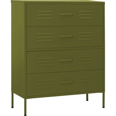 Maison Exclusive - Armario de cajones de acero verde oliva 80x35x