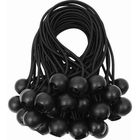 Tendeur de bâche Tendeurs à boule tendeur élastique tendeur en caoutchouc pour bannière, bâche, pavillon, tente, rideaux Harnais d’extension, support de bâche Blanc, 15cm (Noir, 40pcs) (1/4)