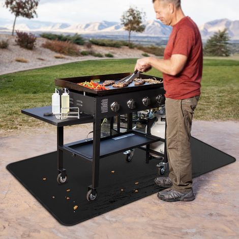 Filiyano-Tapis anti-feu double face 100×100 cm, ignifugé et isolant thermique, pour barbecue, cheminée, réchaud de camping et protection de sol. (1/5)
