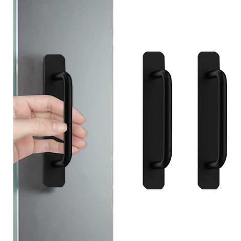Set mit 2 selbstklebenden schwarzen Aluminium-Türgriffen - Für Küche, Schlafzimmer, Kleiderschrank, Badezimmer (147 mm) (1/5)