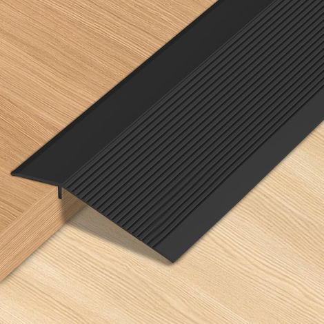 Profilé de transition, compensation de hauteur, fond en aluminium, autocollant, pont de transition, de 8 à 40 mm, pour seuil de porte, rampes, noir mat, 0,9 m x 100 mm (1/5)
