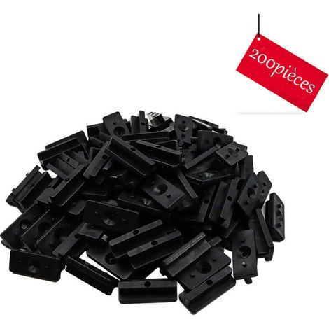 Befestigungsclips für WPC-Terrassendielen – 200er-Packung. 6 mm verdeckte Clips. Kunststoffbefestigungen für Dielen mit schwarzen Schrauben. T-förmige Clips für WPC-Terrassendielen (1/4)