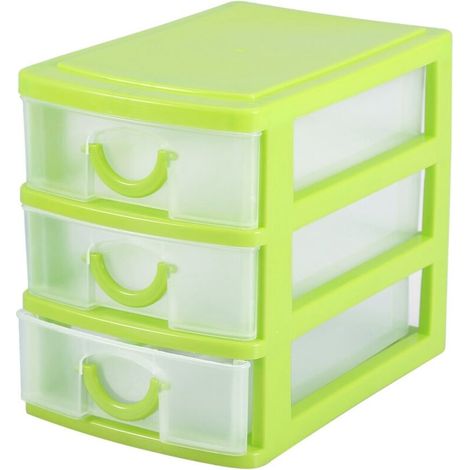 Organizzatore per cassetti, contenitore per trucchi e gioielli, contenitore in plastica (3 strati verde) -Crezuo