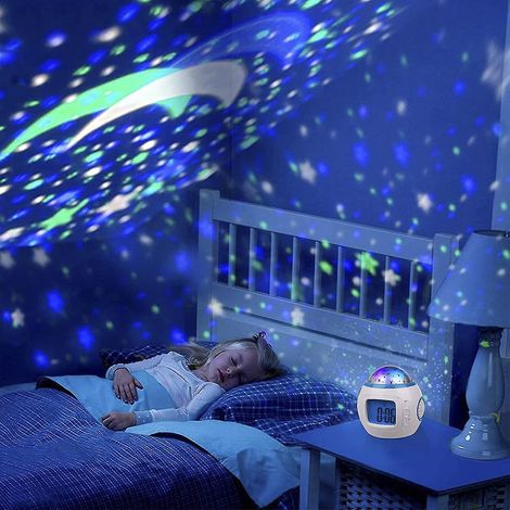 Kinderwecker, 7-farbiges Sternen-Nachtlicht, digitaler Wecker mit Temperaturerkennung für Kleinkinder, Jungen und Mädchen, Schulkinder zum sanften Aufwachen.