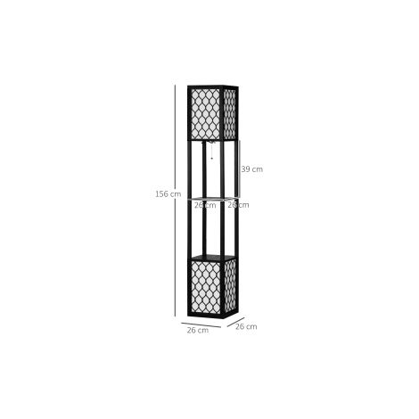 Lampadaire sur pied avec étagère & double lumière, 40W, E27, interrupteur à tirette, pour salon, chambre (1/5)