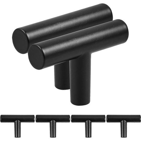 Lot de 6 boutons de meuble noirs mats, poignées de tiroir noires, boutons de meuble (1/5)