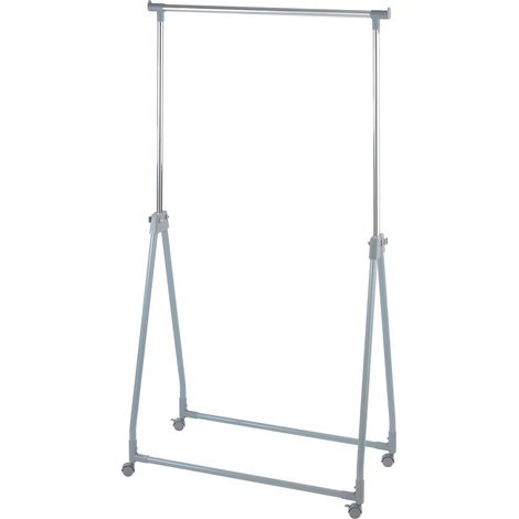 Wenko – Porte-vêtements pliable réglable 99-167 cm – Charge 40 kg – Métal et polypropylène – Roulettes mobiles pour transport facile – Gris et argent (1/9)