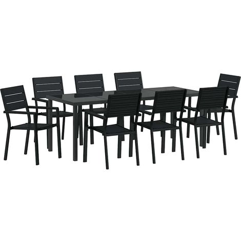 Maison Exclusive - Set da Pranzo per Giardino 9 pcs Nero