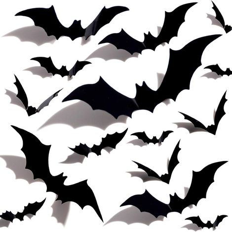 Lot de 2 x 60 chauves-souris en 3D, stickers faciles à poser pour créer une ambiance effrayante pour Halloween et soirées sur le thème des monstres (1/5)