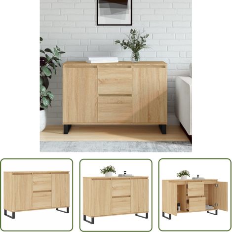 The Living Store Sideboard Sonoma-Eiche 104x35x70 cm Holzwerkstoff - Sideboard - Wohnzimmermöbel - Holzmöbel - Eichefarben - Kommode (1/5)