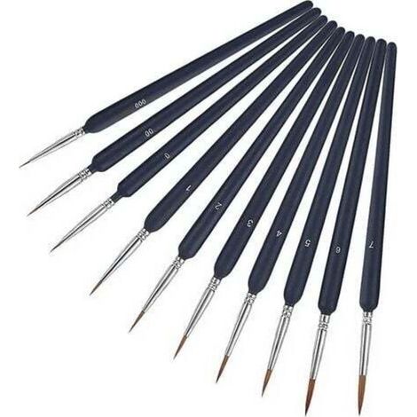 10Pcs Détail Pinceaux Peinture Acrylique - Pinceau Fin Peinture, Pinceau Figurine, Pinceaux Modelisme, Pinceau Aquarelle, Ldéal pour des détails Minutieux et Finition (1/3)