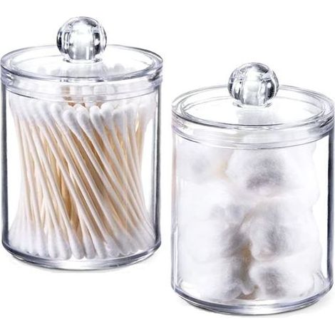 2 Pièce Porte Coton Tige, Distributeur Coton, Boite Rangement Tige avec Couvercle, étanche à la poussière et à lhumidité, pour Salon, Chambre coucher, Salle de Bain (1/5)