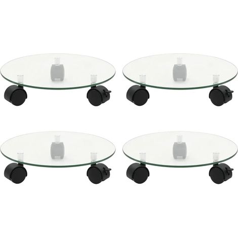 Set di 4 supporti rotanti per piante design compatto interno esterno 28 x 28 x 5 cm in vetro temperato trasparente 020055251