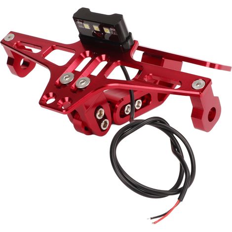 Support de plaque moto réglable avec feu arrière rouge, porte-plaque ajustable pour motocyclette (1/5)