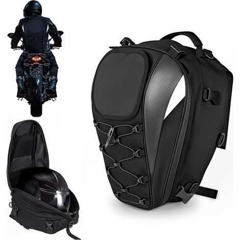Sacoche de selle étanche pour moto, sacoche de casque pour moto, sac à dos pour moto, sac de voyage double avec bandes réfléchissantes et housse étanche, grand format (1/5)