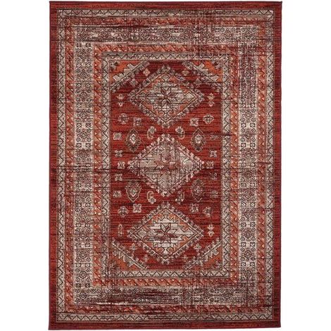 RHG Tapis oriental 60x110 orange rectangle motif ethnique LYN1 DAZOR