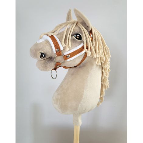 Cavezza regolabile per cavalli Hobby Horse A3 rossa con pelliccia bianca (1/2)