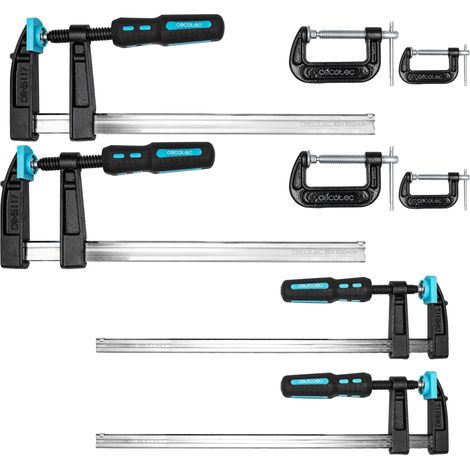 Cecotec Sargentos de Barra 8 Piezas StrongComfort 4400 Force. Presión hasta 300kg, Normativa DIN 5117 (1/3)