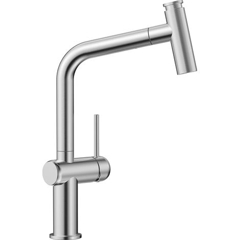 Robinet de Cuisine, Mitigeur Cuisine Acier Inoxydable Avec Douchette Deux Types de Jet D'Eau Mitigeur Haute Pression Pivotant à 360° Brossé (1/5)