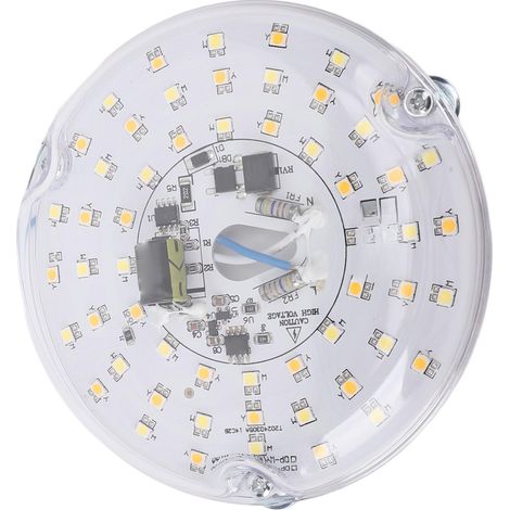 Kit de remplacement pour ventilateur de plafond LED rond de 10 cm (4 pouces) avec éclairage LED 15 W, 3 CCT (3000 K, 4000 K, 6000 K), intensité variable, 230 V (1/5)
