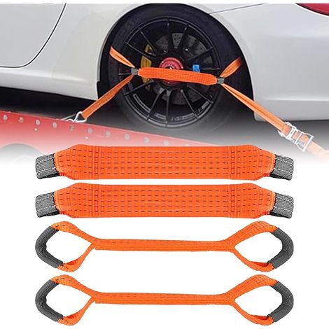 Lot de 4 Sangles d'Arrimage Transversales pour le Transport de Voiture, 50 mm, pour Moto et Auto