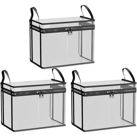 Boîte de rangement transparente, pliable et étanche pour livres, boîte en plastique pliable avec couvercle pour le rangement des livres, conception transparente pour un accès rapide aux articles (1/5)