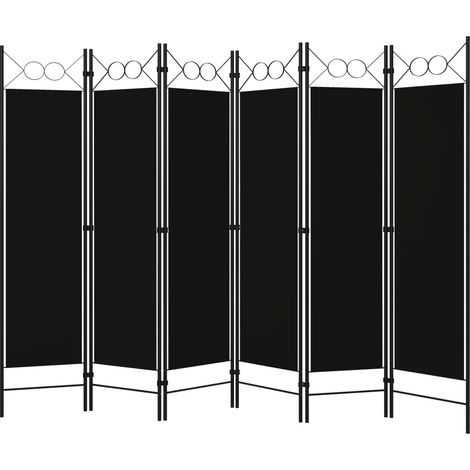 vidaXL Paravento a 6 Pannelli Nero 240x180 cm