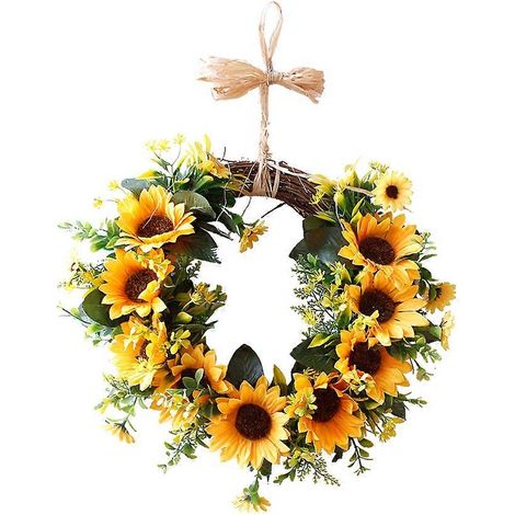 Couronne de tournesols artisanale, guirlande pour la décoration de la maison et des mariages (1/5)