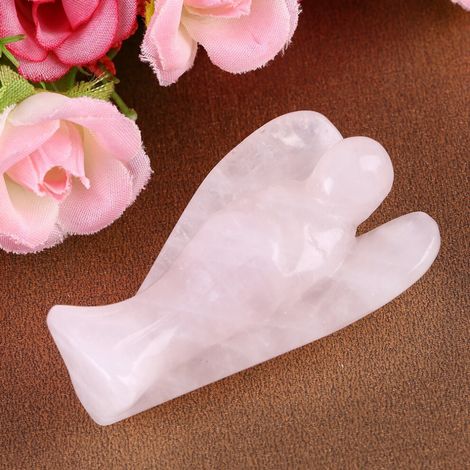 Engel-Ornament aus poliertem Rosenquarz – Exquisite rosa Kristall-Wohndekoration