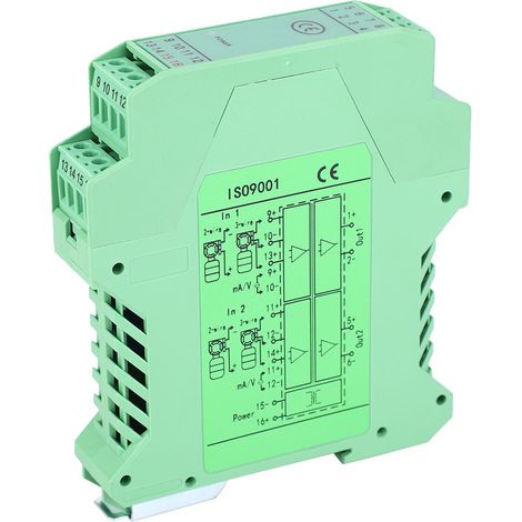 Module isolateur de signal CC 420 mA, conditionneur d'émetteur, 2 entrées, 2 sorties 010 V (1/5)