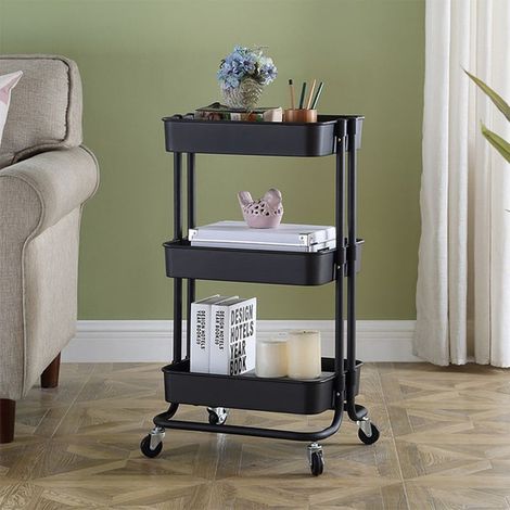 Desserte de cuisine Chariot multifonctionnel Chariot Desserte 3 tiers Desserte 43 36 86cm noir (1/5)
