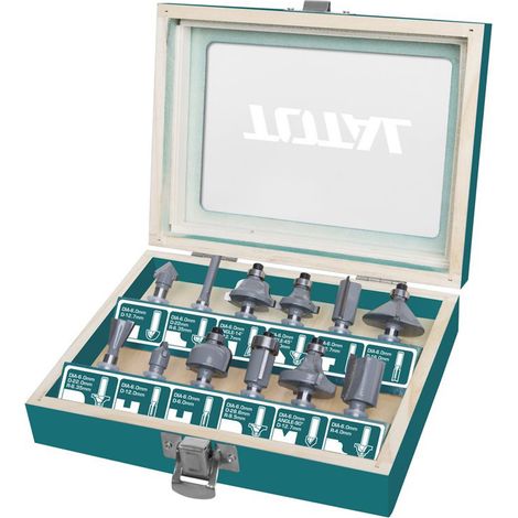 SET 12PZ FRESE PER FRESATRICHE DIAMETRO STELO 6mm ACCESSORI TOTAL TOTTACSR0121