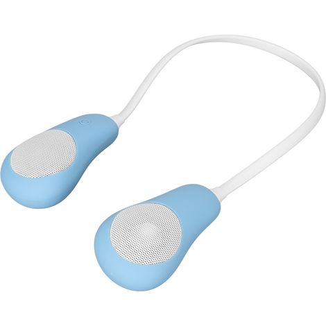 Enceinte Bluetooth tour de cou stéréo mains libres avec réduction de bruit, portable, idéale pour la maison, le sport en extérieur et les voyages (bleue). (1/5)