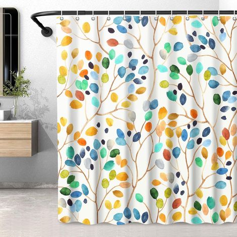 Rideau Douche Fleurs 150x180cm Impermeable Crochets (1/4)
