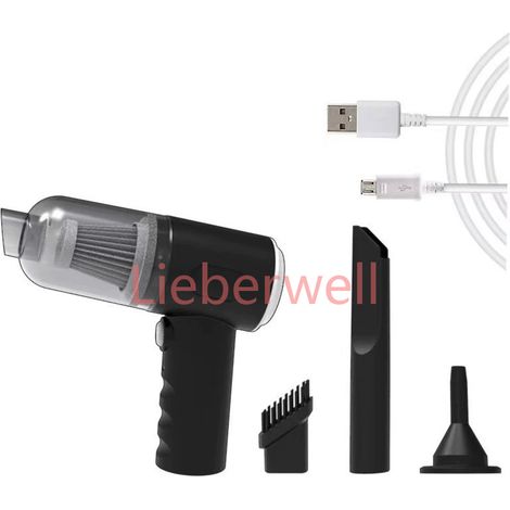 Aspirateur de voiture sans fil Portable, chargement USB, 1200mAh, Mini appareil de nettoyage domestique à usage humide et sec,noir (1/4)