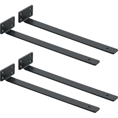 4 Pièces - Équerre Étagère Murale - Support Flottant - Fixation Solide Pour Objets Lourds - Usage Intérieur Et Extérieur - Noir - 29,8x6,5x4 Cm (1/5)