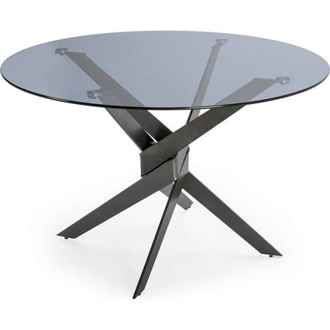 Mesa para comedor redonda fija Md-Jimena acabado gris, 120cm(ancho) 76cm(altura) 120cm(fondo). (1/4)