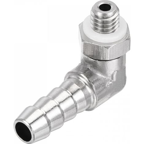Raccord de tuyau en cuivre nickelé coudé 6 mm barbelé filetage mâle connecteur de tuyau à angle droit avec rondelle,3pcs (1/5)