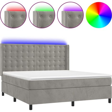 Maison Exclusive - Boxspringbett mit Matratze & LED Hellgrau 160x