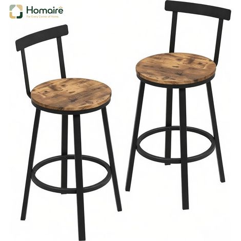 Rustikaler brauner Esszimmerstuhl in Holz- und Metalldekor 51,5 x 51,5 x 89 cm HOMAIRE (1/5)