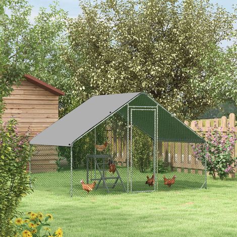 REDOM Enclos Poulailler 300x200x200cm grande volière acier galvanisé robuste couleur argent (1/5)