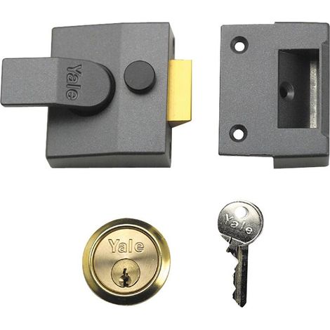 Yale 85 Deadlocking Nightlatch with 40mm Backset, DMG Finish, Model YAL85DMGPB