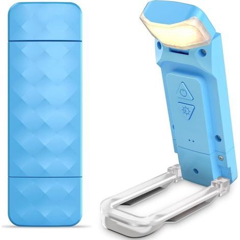 Lampe de Lecture Rechargeable, Lampe de Lecture Portable pour la Lecture, 3 Températures de Couleurs et 5 Niveaux de Luminosité, Cadeau pour Les Enfants- Bleu (1/3)