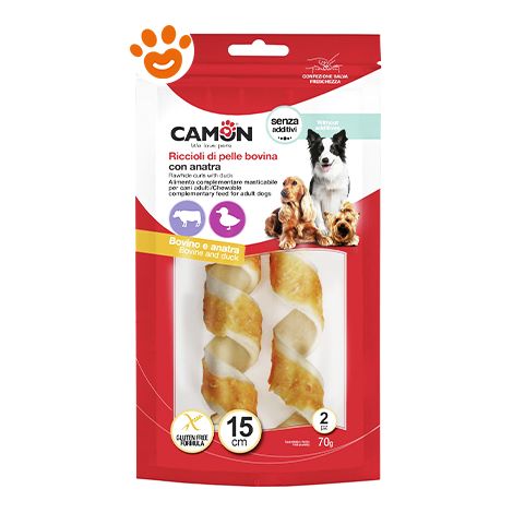 Camon Dog Riccioli Di Pelle Bovina AB238/A - Confezione 70 Gr - Snack
