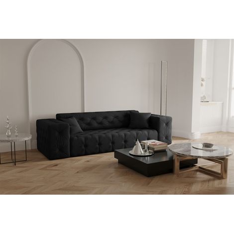 Sofa Designersofa CHANTAL 3-Sitzer in Stoff Opera Velvet Schwarz (1/5)