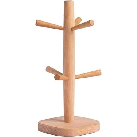L'arbre de Support de Tasse en Bois, Support de Tasse de Café avec 6 Crochets, Support de Tasse de Café pour Le Comptoir de Cuisine, Support de Tasse de Thé, SèChe-Tasse de Café