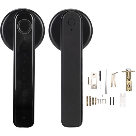 Serrures de porte intelligentes 4-en-1 : empreinte digitale, Bluetooth, code et clés mécaniques de secours - Verrou biométrique pour entrée de porte (1/5)